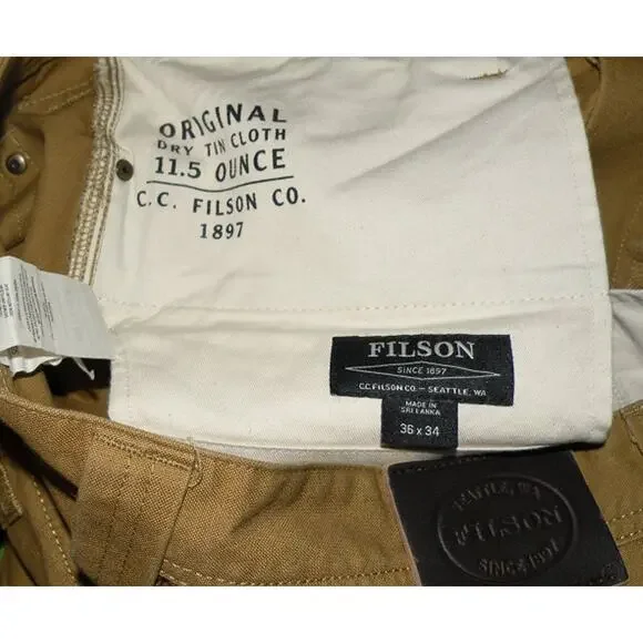 C.C. Filson Co. Mens Original Dry Tin Cloth Pants 36+ x 33.5 Gold Tan 11.5 Ounce